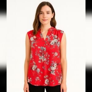 Per Seption Woman Red Floral Boho Plus Size 2X